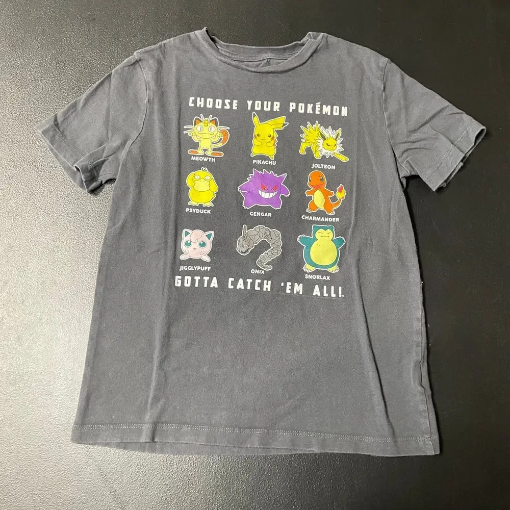 Old Navy Pokémon Gray Choose Your Pokémon Gotta Catch 'em All‎ Graphic T Shirt M